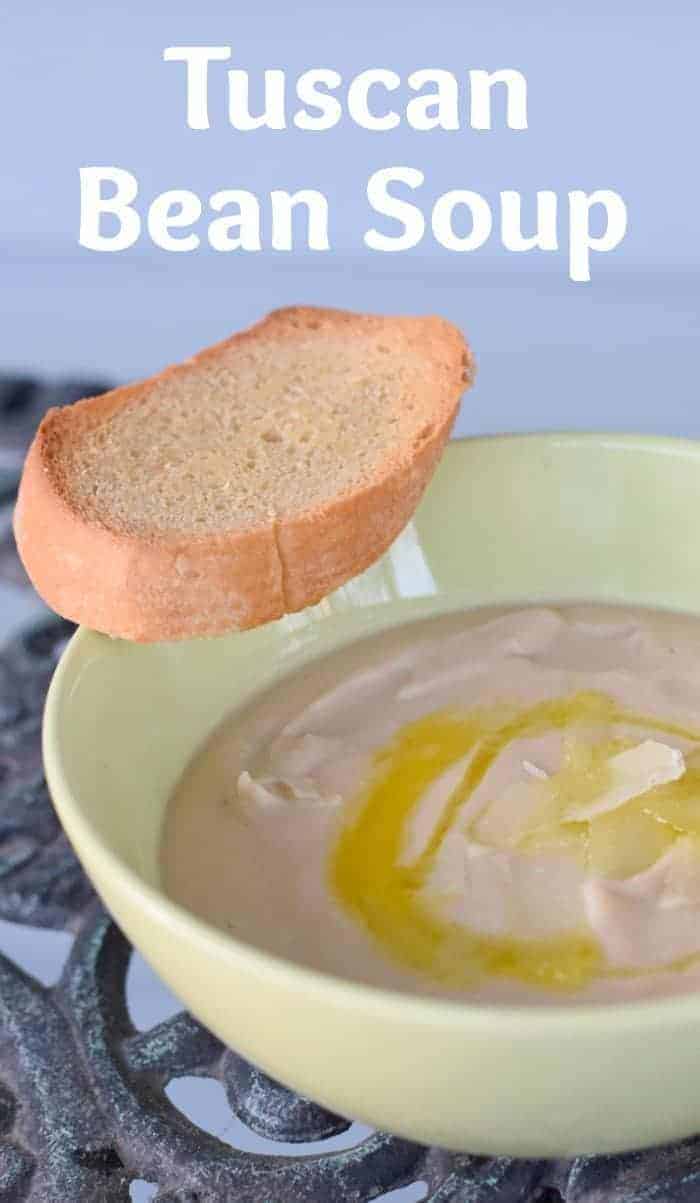 Tuscan bean soup recipe for an easy weeknight meal that's naturally gluten free and dairy free. Authentic Italian soup with minimal effort and ingredients. This is a perfect weeknight dinner.