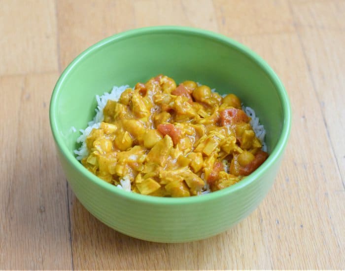 Dig into this gluten free dairy free chicken and chickpea curry recipe
