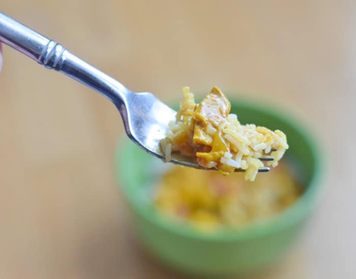 Enjoy a bite of homemade chicken curry