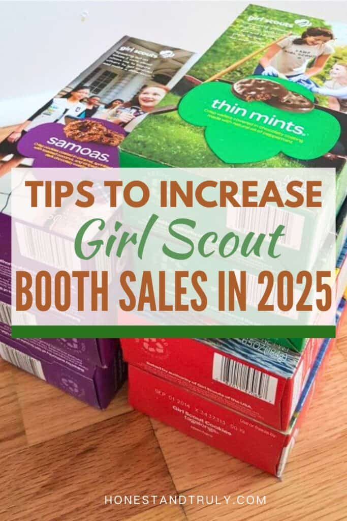 Image shows tips to increase Girl Scout Booth Sales.