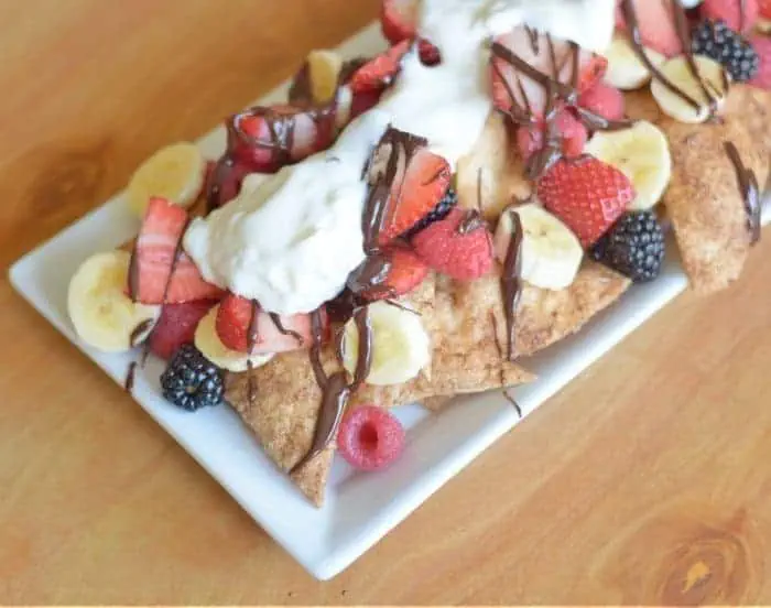 Enjoy dessert nachos with Mexican hot chocolate for cinco de mayo dessert