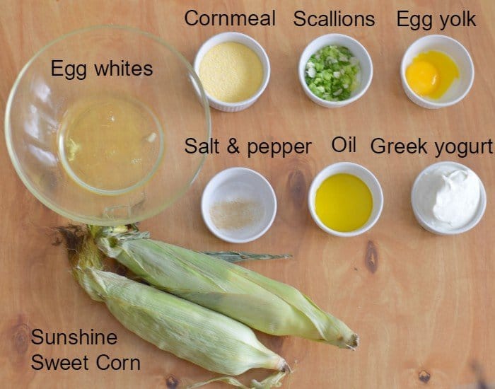 Ingredients for homemade corn fritters