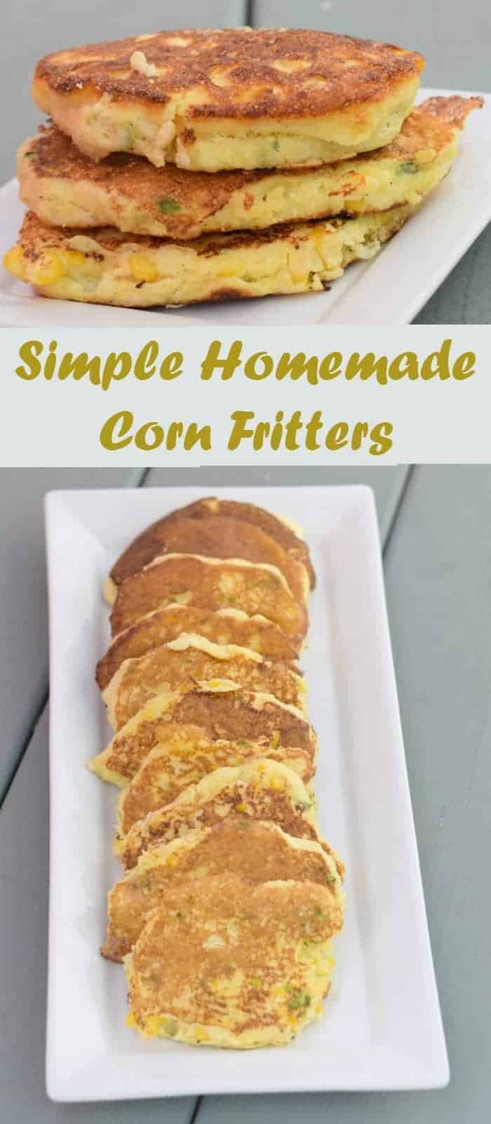 Simple homemade corn fritters recipe. A delicious gluten free appetizer to enjoy alone or with salsa or guacamole. This recipe is ready in under 20 minutes for a healthy spring dinner.