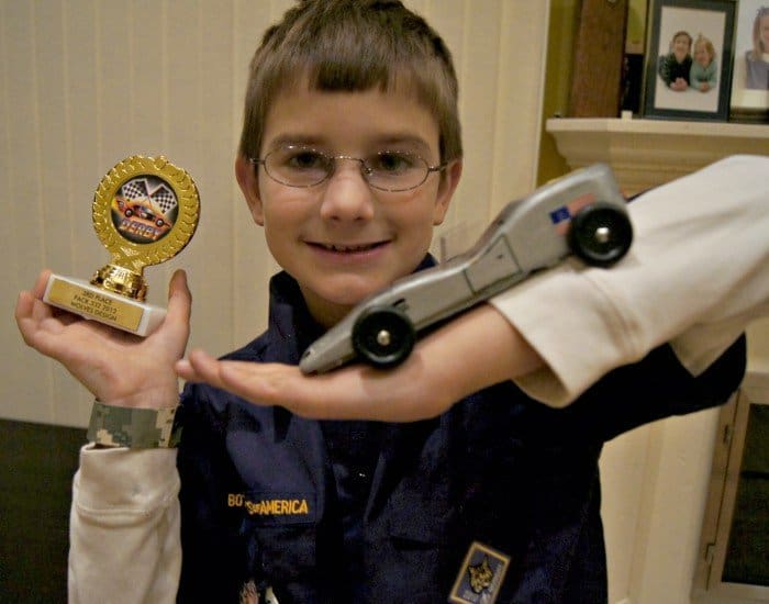 A fancy Pinewood Derby car