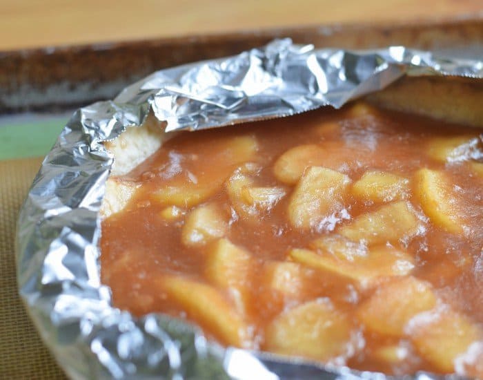 Wrap crust with tin foil to prevent burning
