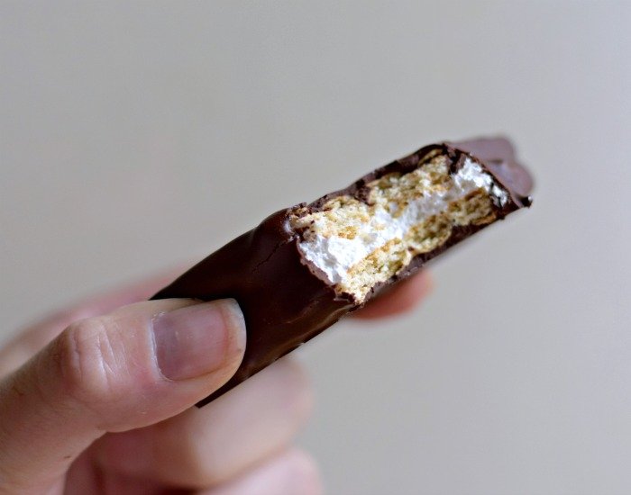 Bite of a homemade s'mores cookies