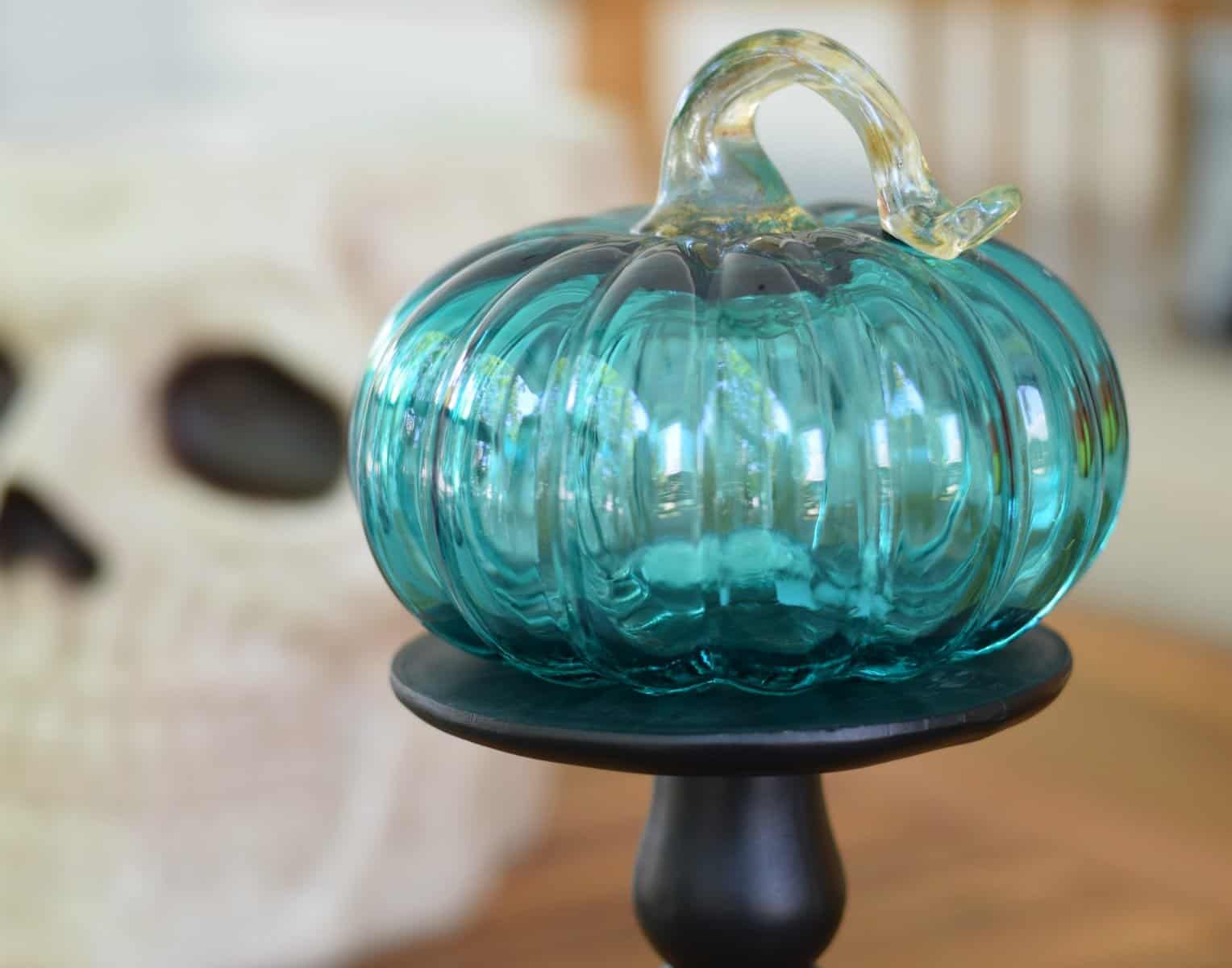 Lustre glass teal pumpkin from At Home Stores