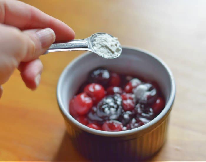 Add cornstarch to cherries