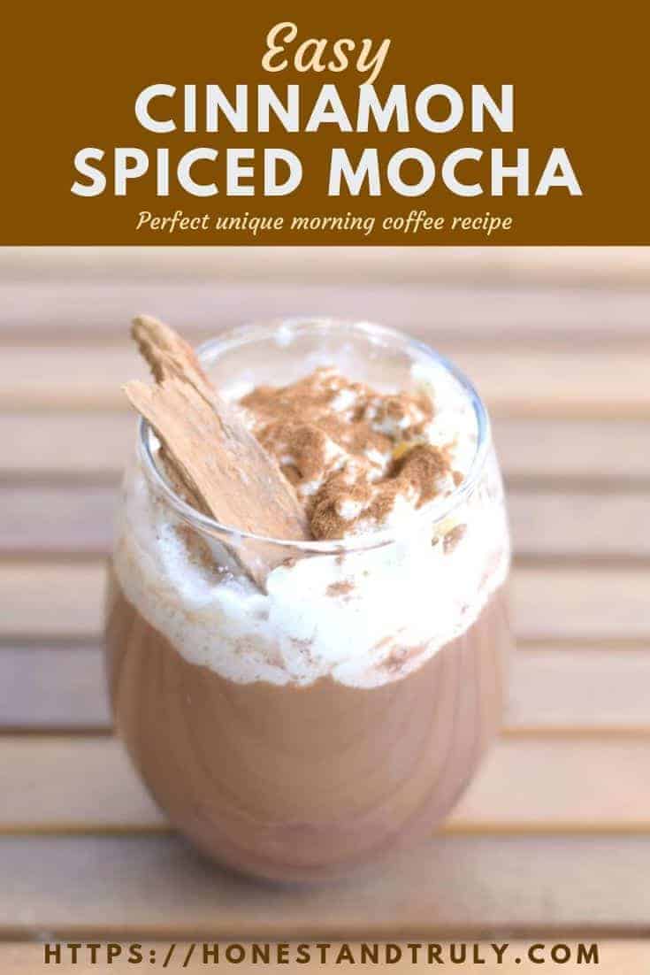 Looking for the perfect cup of coffee? This simple spicy cinnamon mocha is easy to make. While it isn't a Starbucks copycat recipe, I've been told it tastes even better. Enjoy your coffee at home with this lightly spiced warming caffeine infusion. Enjoy it hot or as an iced coffee.