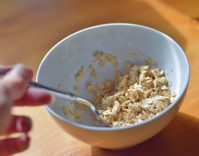 Stir baked cherry oatmeal topping