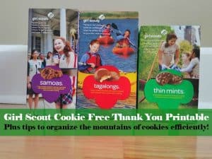 Girl Scout Cookie Thank you Printable and organization tips