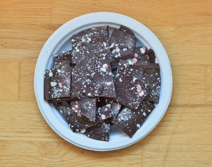 Plate of simple peppermint bark