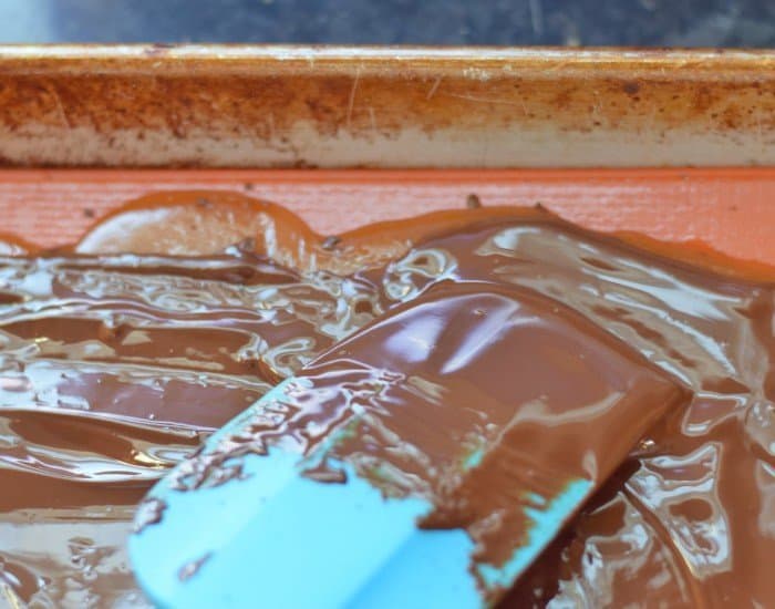 Smooth chocolate over toffee