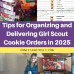 Image shows tips for delivering Girl Scout cookie orders - updated for 2025.