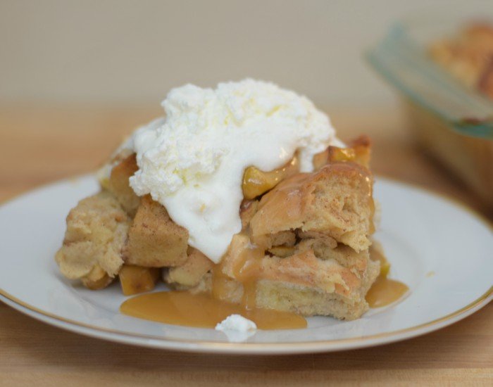 Slice of bread apple pudding