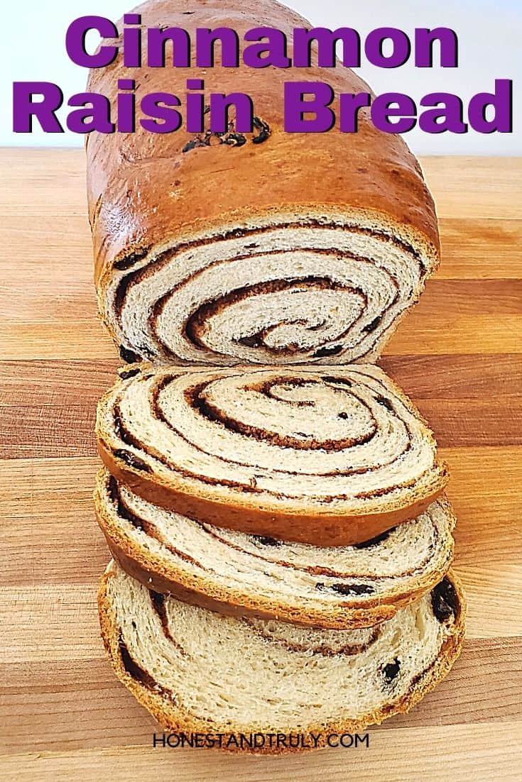 Cinnamon Raisin Bread with slices cut