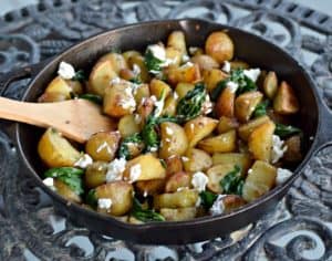 Oven roasted potatoes with garlic ready to serve