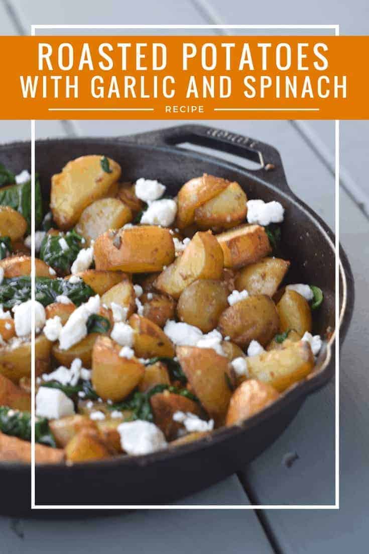 Oven roasted potatoes with garlic spinach and goat cheese recipe