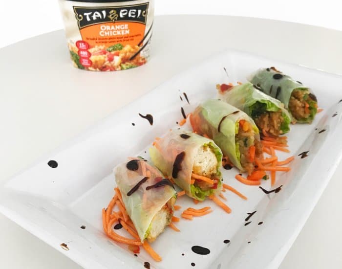 Rice wrapped Orange Chicken