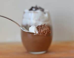 spoon of boozy chocolate mousse