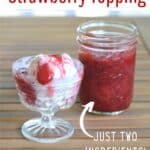 Dish of ice cream with strawberry topping