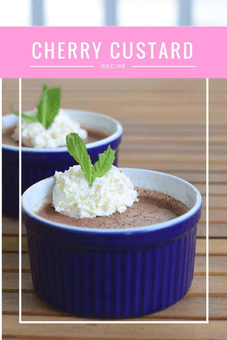 Simple cherry custard recipe. Like a Bavarian the light and airy dessert is low calorie and naturally gluten free