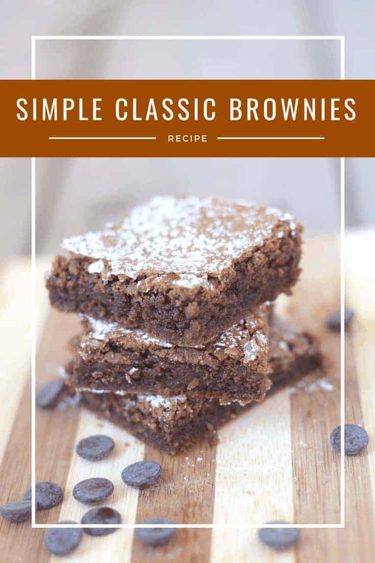 Easy classic brownies recipe - they're so soft and fudgy and absolutely delicious. This is the best homemade brownie recipe I've ever made. Such a perfect dessert for a potluck - just finish it with powdered sugar or add a simple chocolate frosting if you choose.