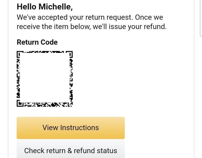 Amazon Returns at Kohls confirmation