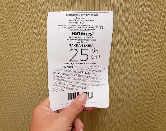 Kohls coupon for Amazon returns