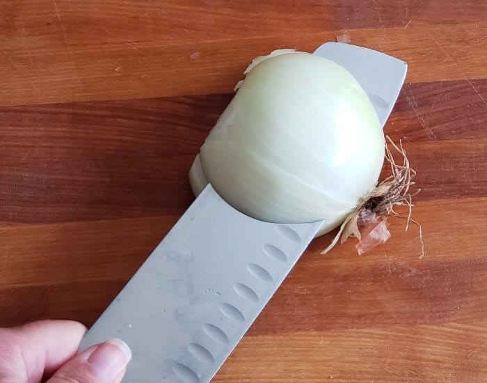 Cut onion smiley faces