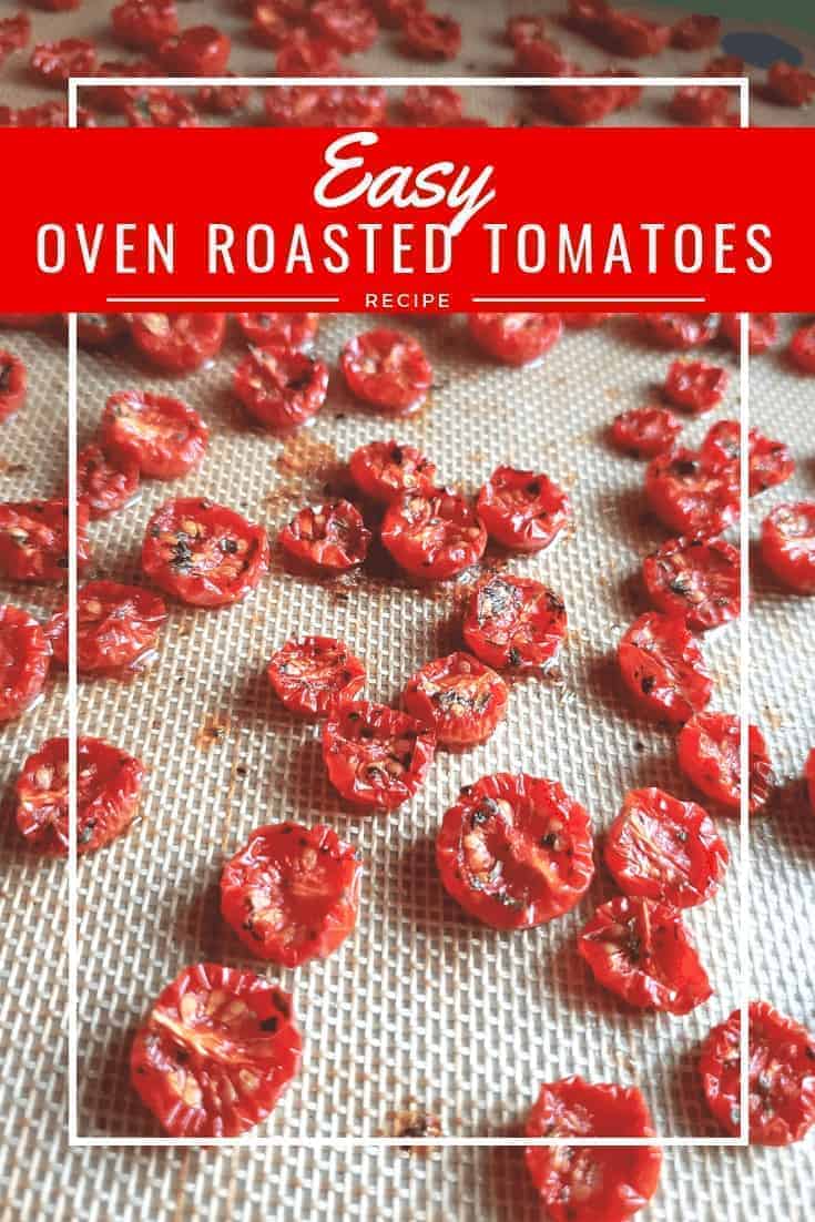 Easy slow roasted tomatoes recipe: These simple tomatoes taste almost like candy. It's the perfect use for tomatoes before they go bad. The Italian flavors pop, and they make a great addition to so many appetizers #tomato #roasted #glutenfree #appetizers