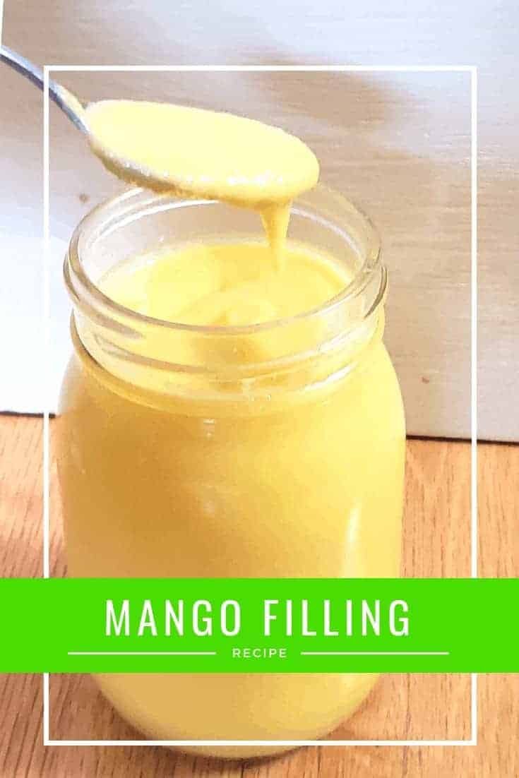 Simple mango filling recipe using a homemade mango curd. This lightly sweet custard makes a perfect cake filling, fruit dip, topping for ice cream, or as a pancake topping. #mango #dessert #easyrecipes #fruitfilling