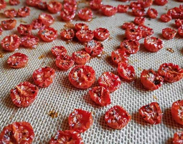 Tray of Italian oven roasted tomatoes