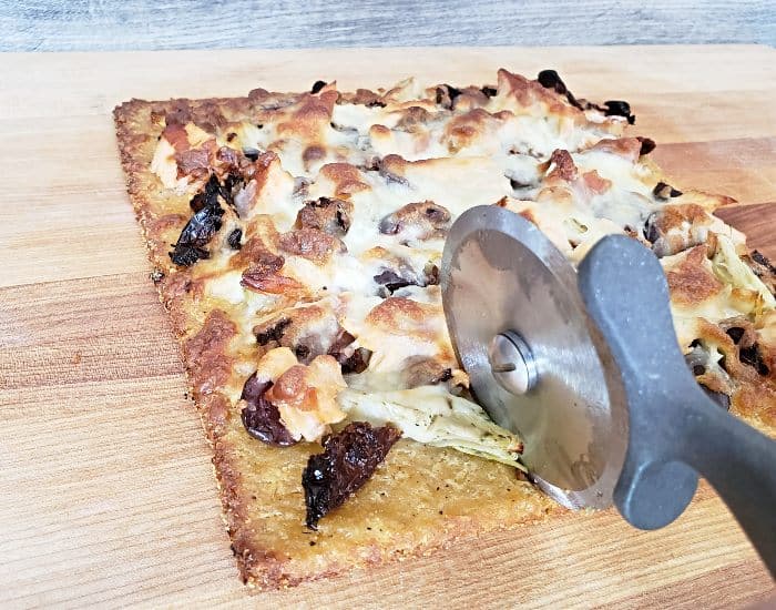 Slice Mediterranean pizza