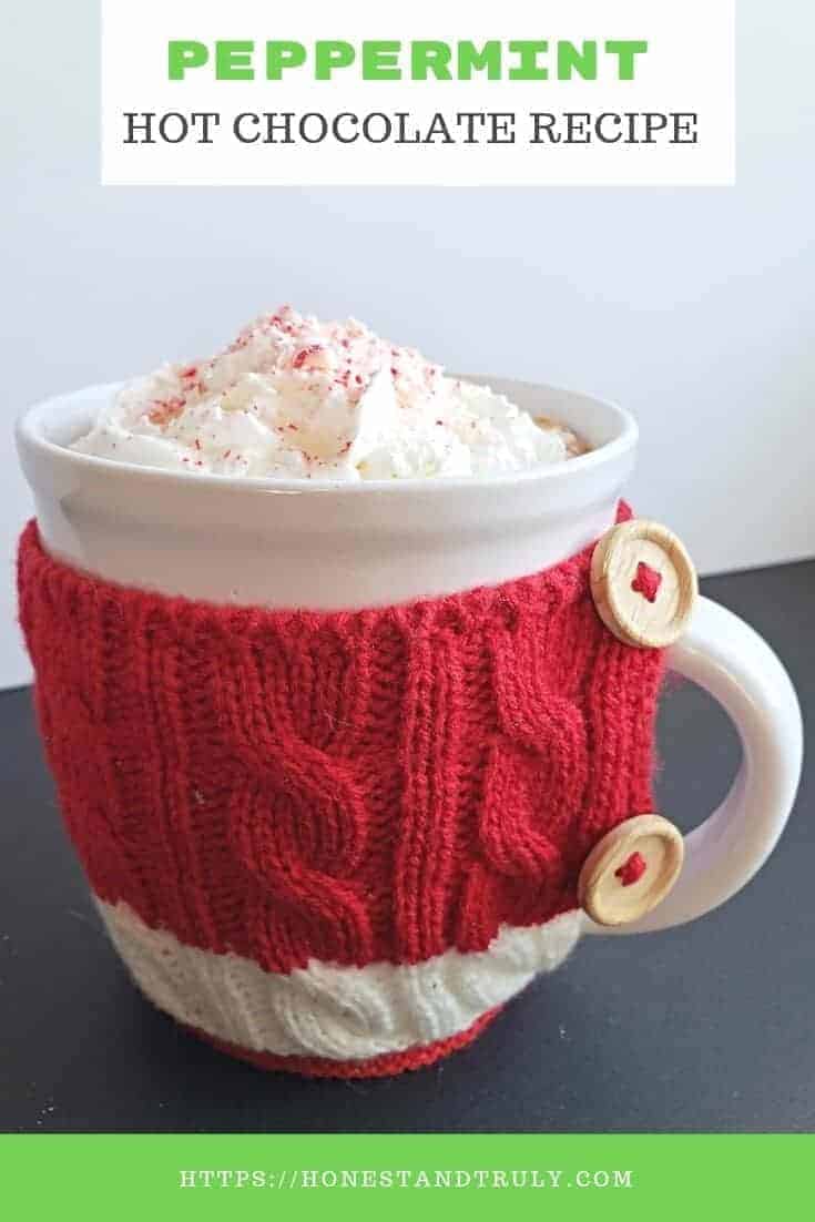Simple homemade peppermint hot chocolate recipe: This easy and decadent hot chocolate recipe is incredibly simple to make. Make the ganache ahead of time or make it all at once, your choice. You'll never make hot cocoa from a packet again. This is the perfect cold weather beverage. Enjoy a cup of homemade peppermint hot chocolate this winter! #hotchocolate #homemade #easyrecipe #peppermint