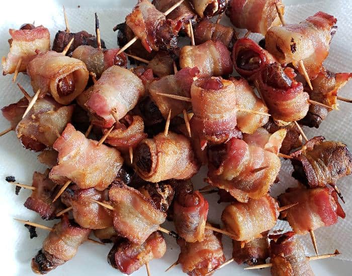 Pile of bacon wrapped dates