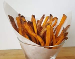 Basket of baked sweet potato fries