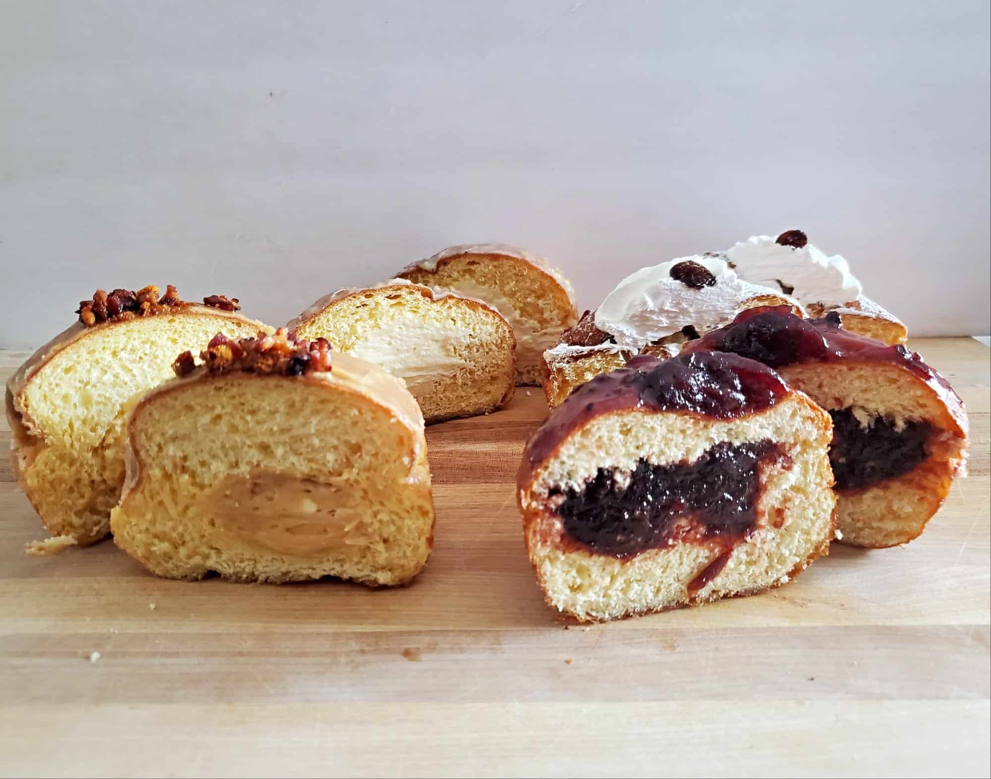 Cut open paczki from Kolateks Bakery
