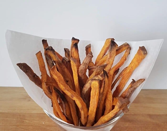 Easy baked sweet potato fries basket