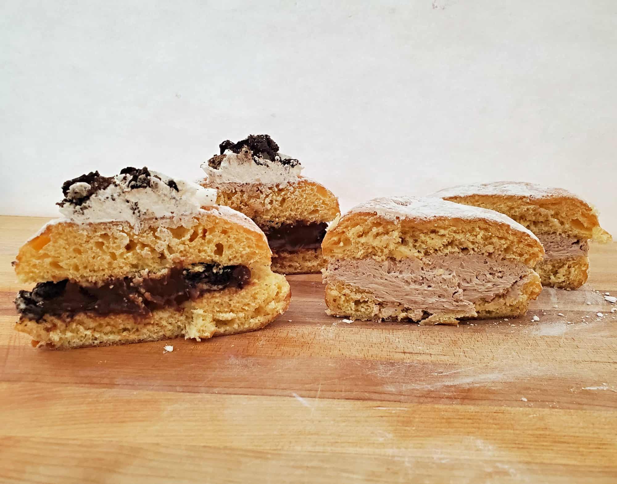 Vanilla Sugar Bakery paczki cut in half.
