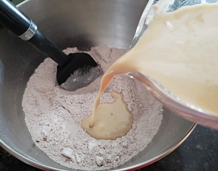 Add wet ingredients to dry