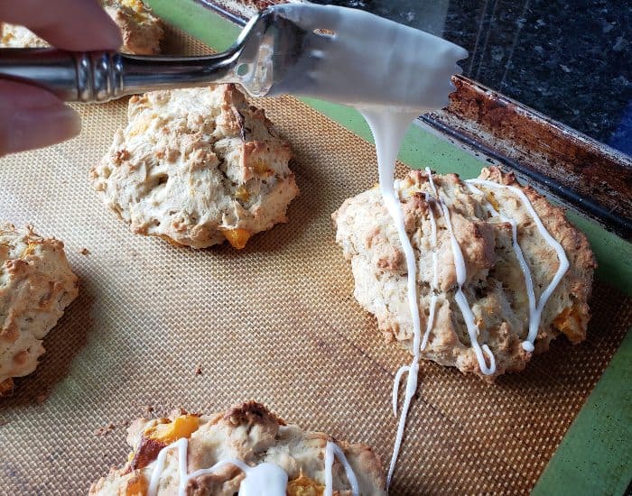 Drizzle glaze over scones