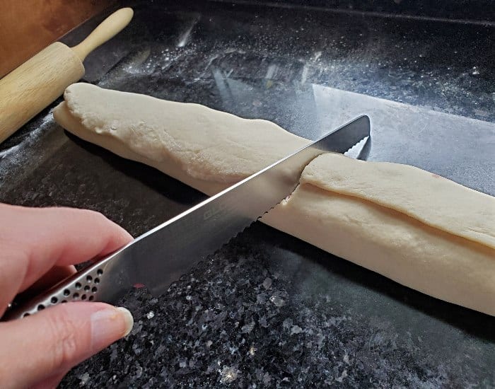 Slice with a bread knife