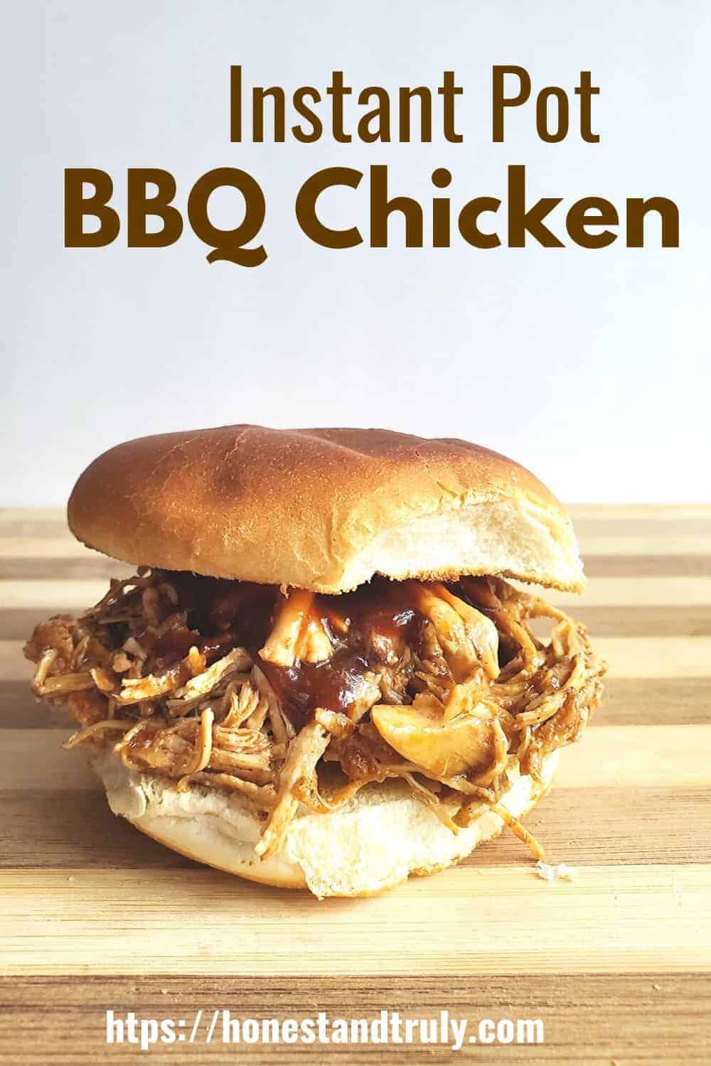 Instant Pot BBQ shredded chicken sandwich