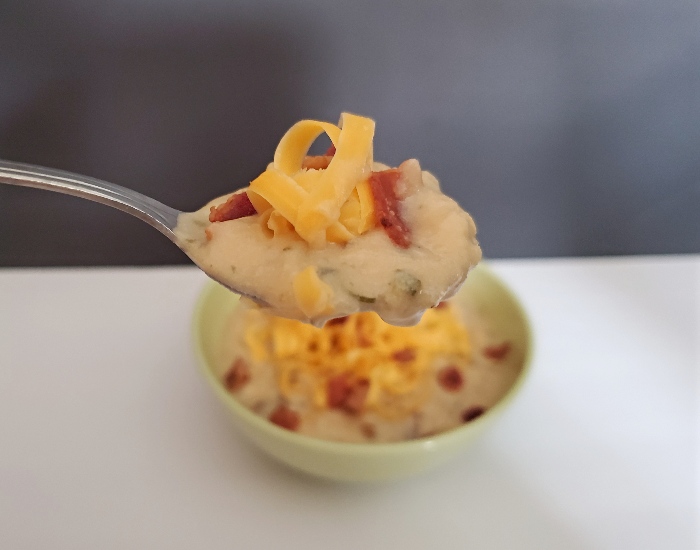 Spoon of potato soup recipe