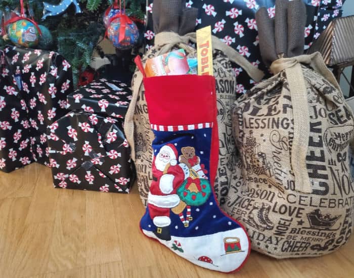 Perfect stocking by the tree