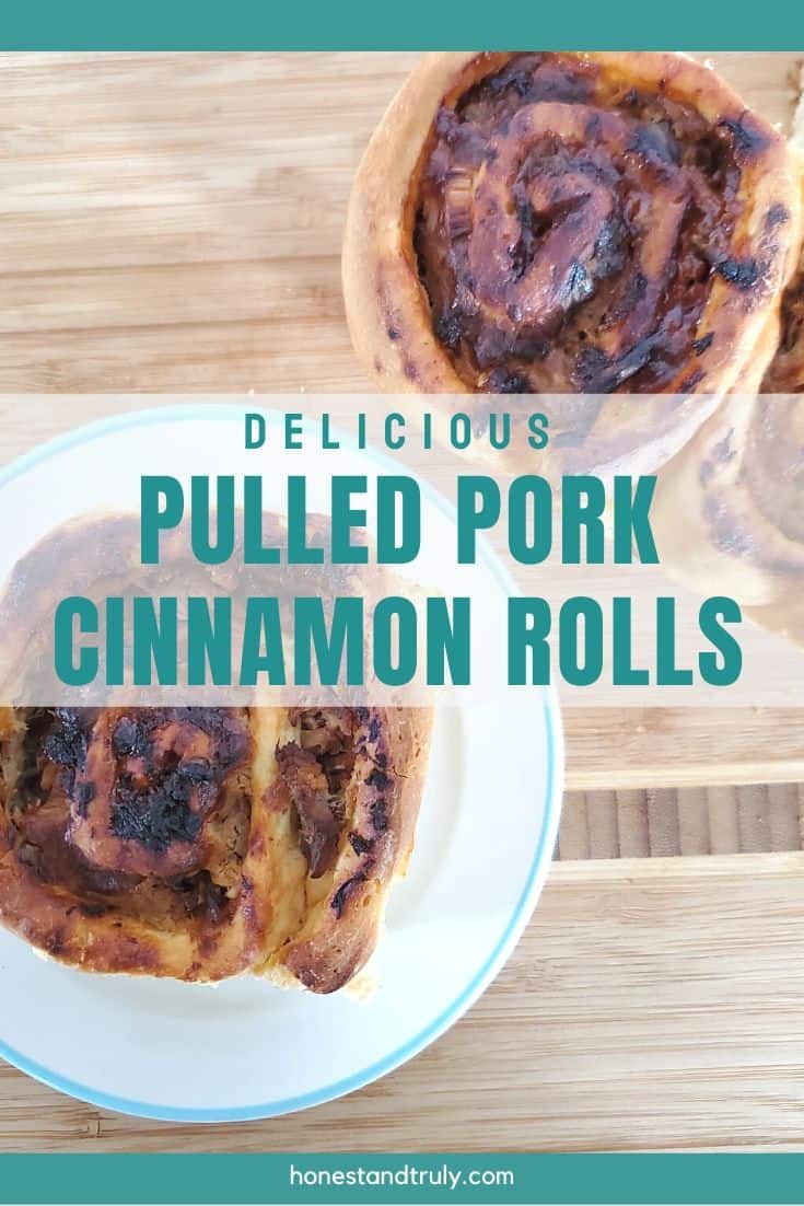 Delicious pulled pork cinnamon rolls served