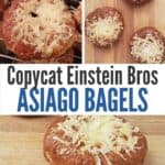 Variety of asiago bagel images in a collage