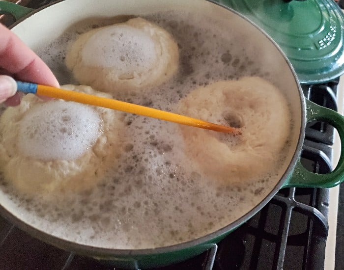 Flip bagels with a chopstick