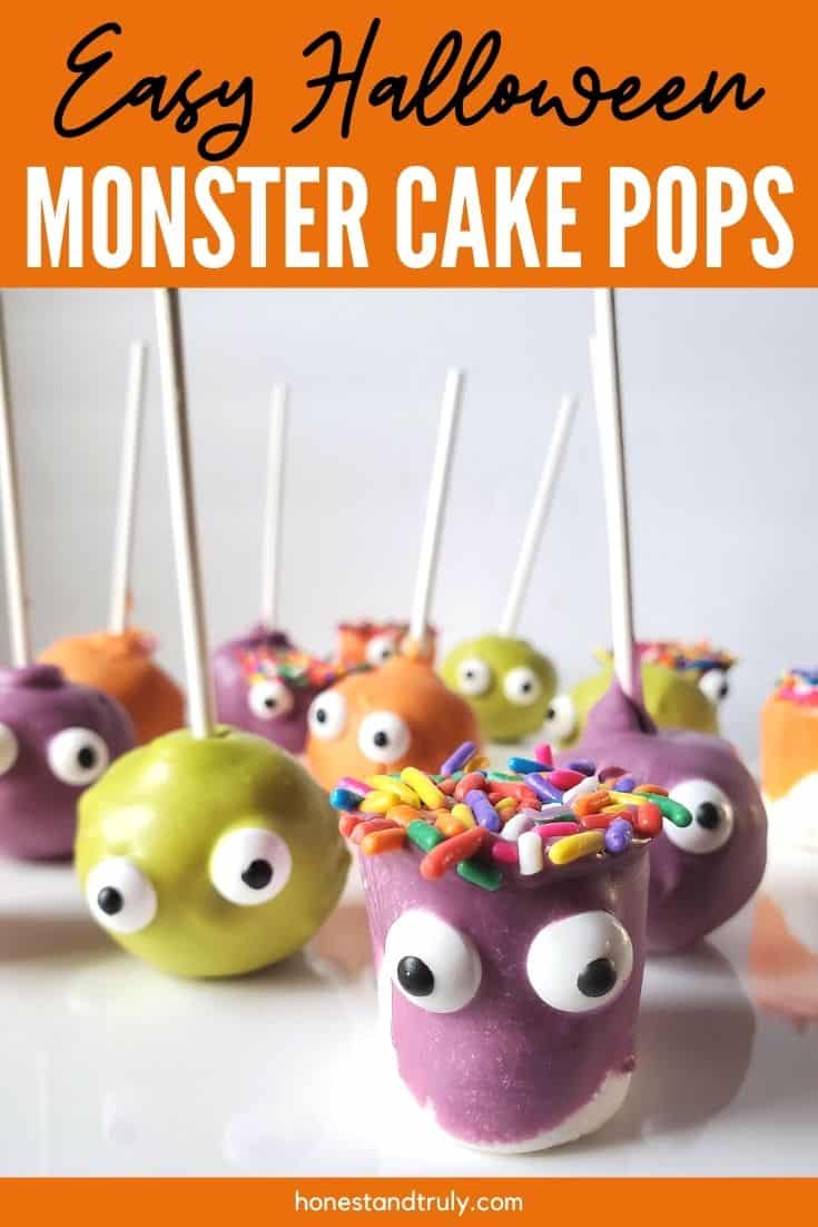 Monster Cake Pops on a tray pin